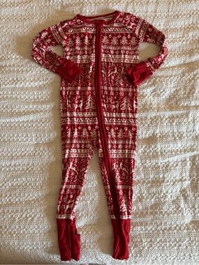 Little Sleepies 12-18 months zippie reindeer fair isle pajamas